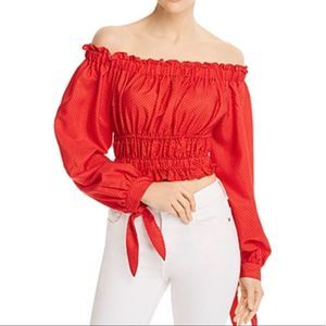 Le Rumi Off The Shoulder Red Crop Top
